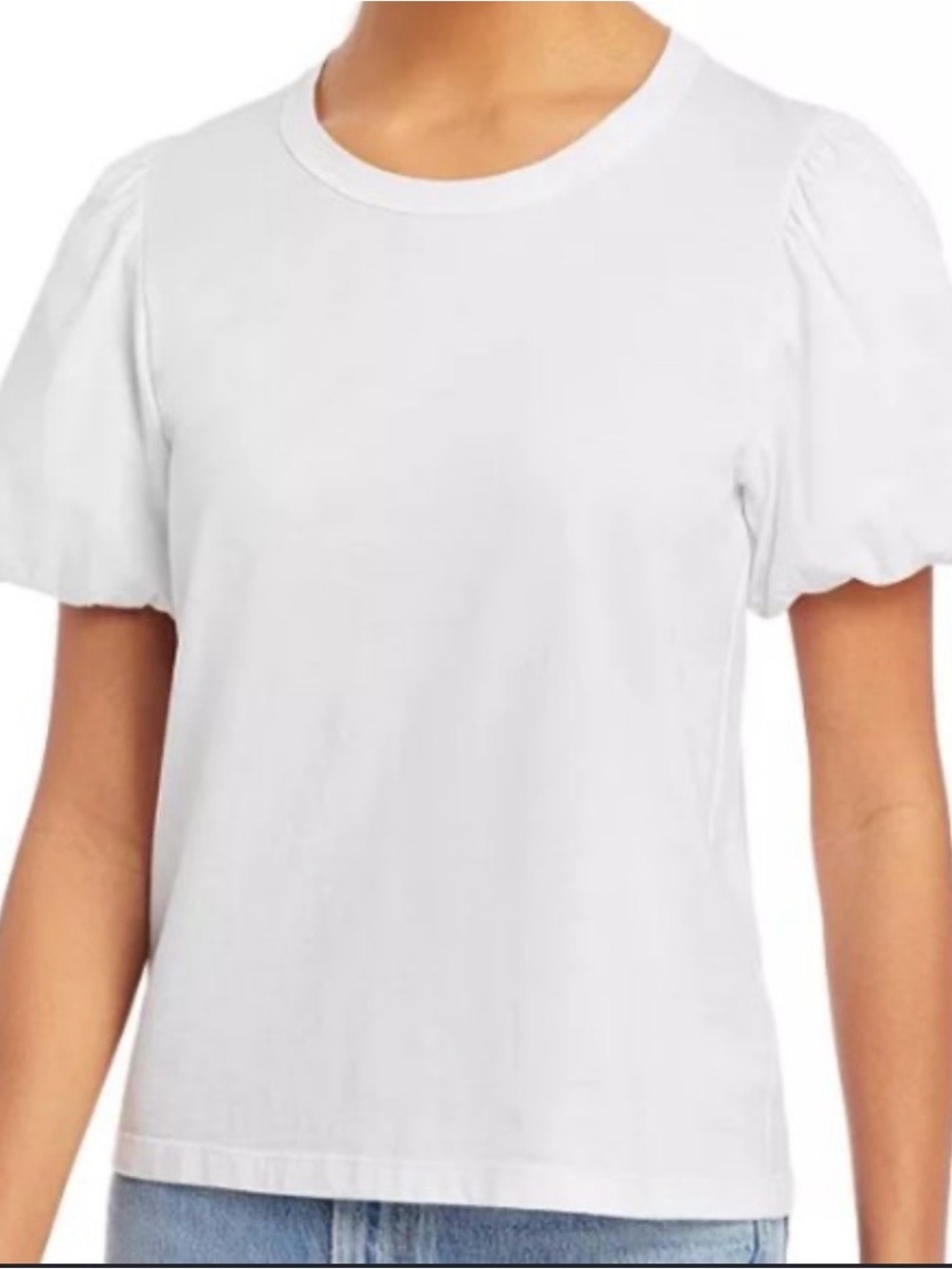 Workshop Casual Breathable Boho ChicCoastal Chic White Puff Sleeve Top Size S.